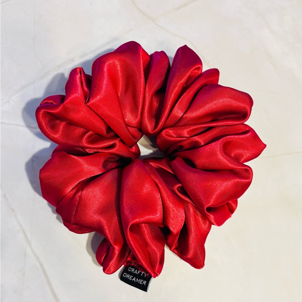 Luxurious Red Satin Hair Scrunchie